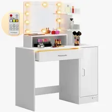 Casaria® Schminktisch Jocelyn Weiß 140x90x40cm LED Casaria® Schminktisch Jocelyn Weiß 140x90x40cm LED
