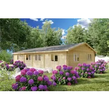 Blockhaus mit drei Schlafzimmern “Hansa Holiday G” 14x8m | Maßgeschneidertes Blockhaus mit drei Schlafzimmern – 100m² Blockhaus mit drei Schlafzimmern “Hansa Holiday G” 14x8m | Maßgeschneidertes Blockhaus mit drei Schlafzimmern – 100m²