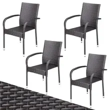 Casaria® Polyrattan Stapelstuhl Comfort 4er-Set Braun Casaria® Polyrattan Stapelstuhl Comfort 4er-Set Braun