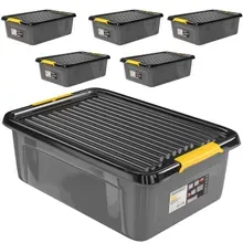 Aufbewahrungsbox 6er-Set Grau/Anthrazit 58x39x16cm stapelbar Aufbewahrungsbox 6er-Set Grau/Anthrazit 58x39x16cm stapelbar