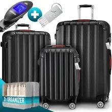 Hartschalenkoffer Set 3-tlg mit Zubehör Rollen 360º Schwarz ABS Hartschalenkoffer Set 3-tlg mit Zubehör Rollen 360º Schwarz ABS