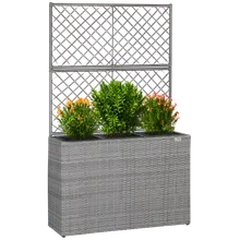 Polyrattan Blumenkasten mit Rankgitter Grau Polyrattan Blumenkasten mit Rankgitter Grau