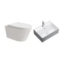 HOROW UG10R Wand-WC 53,9 cm – Weiß - WC & Waschbecken Set HOROW UG10R Wand-WC 53,9 cm – Weiß - WC & Waschbecken Set
