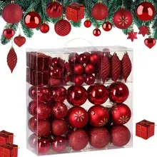 Weihnachtskugeln 103-teilig Rot bruchsicher glänzend matt glitzer Weihnachtskugeln 103-teilig Rot bruchsicher glänzend matt glitzer