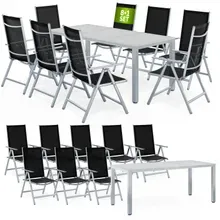Casaria® Gartensitzgruppe Bern 9-tlg 8 Personen Silber Alu Milchglas Glas Casaria® Gartensitzgruppe Bern 9-tlg 8 Personen Silber Alu Milchglas Glas