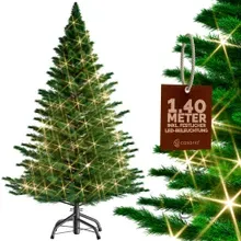 Casaria® Künstlicher Weihnachtsbaum 140cm mit Lichterkette und Metallfuß PE Casaria® Künstlicher Weihnachtsbaum 140cm mit Lichterkette und Metallfuß PE
