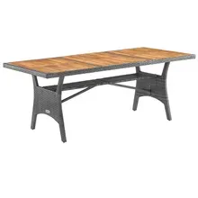 Polyrattan Gartentisch Takeo Grau 190x90x74cm Akazie Polyrattan Gartentisch Takeo Grau 190x90x74cm Akazie
