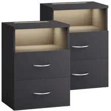 Casaria® Nachttisch Jamie 2er-Set Anthrazit 55x40x28cm Casaria® Nachttisch Jamie 2er-Set Anthrazit 55x40x28cm