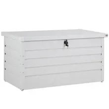 Gartenbox Metall 385L Hellgrau wasserdicht abschließbar Gartenbox Metall 385L Hellgrau wasserdicht abschließbar