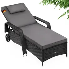 Polyrattan Gartenliege Schwarz/Anthrazit 193x90x43cm Polyrattan Gartenliege Schwarz/Anthrazit 193x90x43cm