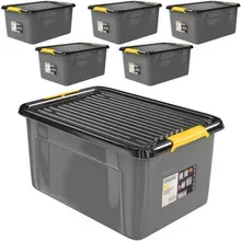 Aufbewahrungsbox 6er-Set Grau/Anthrazit 58x39x25cm stapelbar Aufbewahrungsbox 6er-Set Grau/Anthrazit 58x39x25cm stapelbar