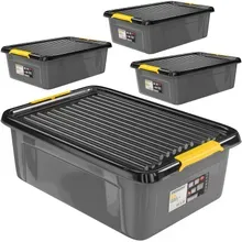 monzana® Aufbewahrungsbox 4er-Set Grau/Anthrazit 58x39x16cm stapelbar monzana® Aufbewahrungsbox 4er-Set Grau/Anthrazit 58x39x16cm stapelbar