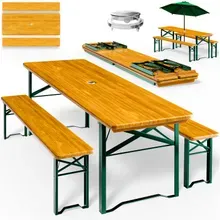 Bierzeltgarnitur 3-tlg klappbar 170cm für 8 Personen platzsparend wetterfest Bierzeltgarnitur 3-tlg klappbar 170cm für 8 Personen platzsparend wetterfest