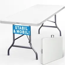Casaria® Klapptisch Weiß Kunststoff 183x76cm Casaria® Klapptisch Weiß Kunststoff 183x76cm
