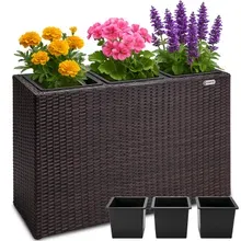 Casaria® Polyrattan Blumentopf Braun 83x30,5x60cm Casaria® Polyrattan Blumentopf Braun 83x30,5x60cm