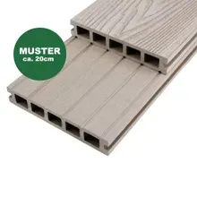 Handmuster WPC Terrassendiele 25 x 145 mm grau (WoodoMykonos) Handmuster WPC Terrassendiele 25 x 145 mm grau (WoodoMykonos)