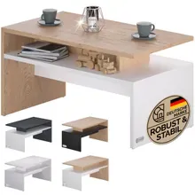 Casaria® Couchtisch Sacramento Weiß/Eiche 95x55x50cm Casaria® Couchtisch Sacramento Weiß/Eiche 95x55x50cm