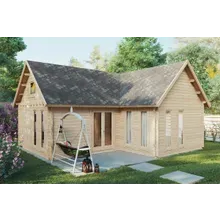Blockhaus mit Schlafboden “Hansa Holiday Q” 8x9m | Moderne Blockhütte mit Schlafboden, 59 m² | Holzhaus zum Verkauf Blockhaus mit Schlafboden “Hansa Holiday Q” 8x9m | Moderne Blockhütte mit Schlafboden, 59 m² | Holzhaus zum Verkauf
