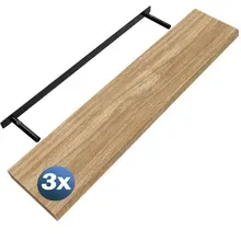 Wandregal Schweberegal 110cm 3er-Set Eiche + Halterung Wandregal Schweberegal 110cm 3er-Set Eiche + Halterung