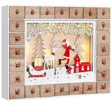 Adventskalender Weihnachtsmann Holz beleuchtet LED Adventskalender Weihnachtsmann Holz beleuchtet LED