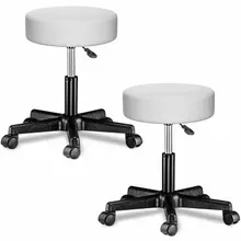 Rollhocker Kunstleder 2er-Set Weiß 360° drehbar Rollhocker Kunstleder 2er-Set Weiß 360° drehbar