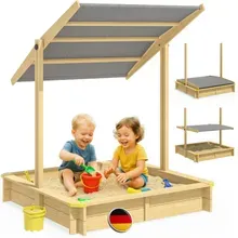 Sandkasten Hellbraun 120x120x120cm neigbares Sonnendach Sandkasten Hellbraun 120x120x120cm neigbares Sonnendach
