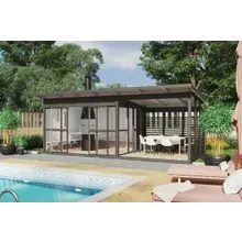 Großer Grillpavillon mit Terrasse “Elias XL” 7x4m | 7x4m großes Gartenhaus mit Grill | 4x7m großes Gartenhaus aus Holz Großer Grillpavillon mit Terrasse “Elias XL” 7x4m | 7x4m großes Gartenhaus mit Grill | 4x7m großes Gartenhaus aus Holz