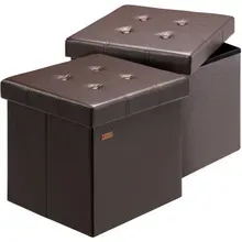 Sitzhocker 2er-Set Braun Kunstleder 38x38x38cm faltbar Sitzhocker 2er-Set Braun Kunstleder 38x38x38cm faltbar