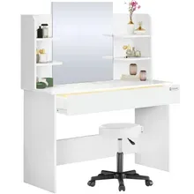 Casaria® Schminktisch Lucia Weiß 140x110x40cm mit Rollhocker Casaria® Schminktisch Lucia Weiß 140x110x40cm mit Rollhocker