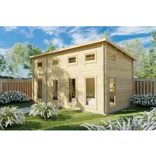 Blockbohlenhaus mit Schlafboden “Schweden Q” 7x4m | Skandinavisches Blockhaus mit Schlafboden | Modernes Holzhaus | Fertighaus Blockbohlenhaus mit Schlafboden “Schweden Q” 7x4m | Skandinavisches Blockhaus mit Schlafboden | Modernes Holzhaus | Fertighaus