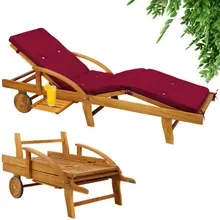 Casaria® Gartenliege Tami Sun® Akazie inkl Auflage Rot Casaria® Gartenliege Tami Sun® Akazie inkl Auflage Rot