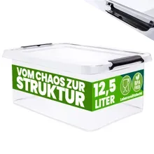 Aufbewahrungsbox 39x29x17cm 12,5L transparent stapelbar BPA-frei Aufbewahrungsbox 39x29x17cm 12,5L transparent stapelbar BPA-frei