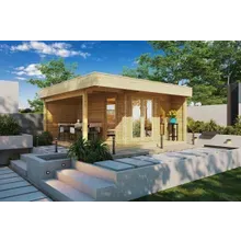 Gartenhaus mit Terrasse “Hansa Lounge” 5x5m | Modernes Gartenbüro mit Veranda | Luxuriöses 12m² Gartenbüro mit 12m² Terrasse Gartenhaus mit Terrasse “Hansa Lounge” 5x5m | Modernes Gartenbüro mit Veranda | Luxuriöses 12m² Gartenbüro mit 12m² Terrasse