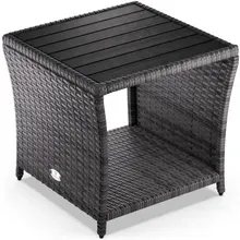 Casaria® Polyrattan Beistelltisch Vedis Grau 45x45x40cm Casaria® Polyrattan Beistelltisch Vedis Grau 45x45x40cm