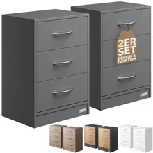 Casaria® Nachttisch Eloise 2er-Set Anthrazit 54x39x28cm Casaria® Nachttisch Eloise 2er-Set Anthrazit 54x39x28cm