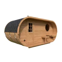 Ovale Fasssauna 5×2.5m | Holz-Sauna kaufen | Saunafass aus Holz mit Vorraum | Fasssauna mit Holzofen oder Elektroofen Ovale Fasssauna 5×2.5m | Holz-Sauna kaufen | Saunafass aus Holz mit Vorraum | Fasssauna mit Holzofen oder Elektroofen