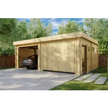 Doppelgarage mit Schwingtor “Deluxe F” 7x6m | Doppelgarage aus Holz | Garage mit Schwingtor | Holzgarage als Bausatz Doppelgarage mit Schwingtor “Deluxe F” 7x6m | Doppelgarage aus Holz | Garage mit Schwingtor | Holzgarage als Bausatz