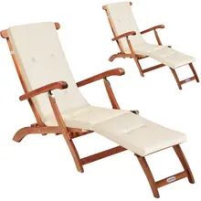 Gartenliege Queen Mary® 2er-Set Akazie FSC®-zertifiziert inkl Auflage Creme Gartenliege Queen Mary® 2er-Set Akazie FSC®-zertifiziert inkl Auflage Creme
