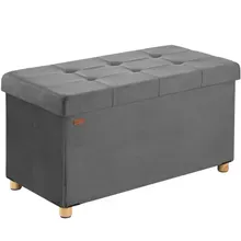 Sitzbank Anthrazit Samt 76x38x42cm mit Stauraum faltbar Sitzbank Anthrazit Samt 76x38x42cm mit Stauraum faltbar