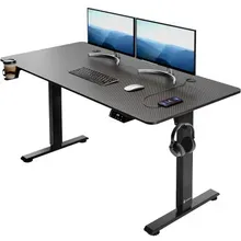 Höhenverstellbarer Schreibtisch Schwarz (Carbon-Optik) 140x60x73-118cm Höhenverstellbarer Schreibtisch Schwarz (Carbon-Optik) 140x60x73-118cm