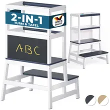 Spielwerk® Lernturm Barn Weiß/Anthrazit Kiefernholz 93x51x50cm Spielwerk® Lernturm Barn Weiß/Anthrazit Kiefernholz 93x51x50cm