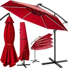 LED Solar Ampelschirm Mali Rot Ø350cm UV-Schutz 80+ Hülle LED Solar Ampelschirm Mali Rot Ø350cm UV-Schutz 80+ Hülle