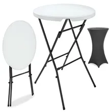 Casaria® Stehtisch Weiß mit Husse Anthrazit Ø72cm klappbar 110cm Höhe Casaria® Stehtisch Weiß mit Husse Anthrazit Ø72cm klappbar 110cm Höhe