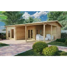 Blockbohlenhaus “Hansa Holiday B” 9x7m | Blockhaus als Ferienhaus kaufen | 7x9m großes Blockbohlenhaus als Sommerhaus kaufen Blockbohlenhaus “Hansa Holiday B” 9x7m | Blockhaus als Ferienhaus kaufen | 7x9m großes Blockbohlenhaus als Sommerhaus kaufen