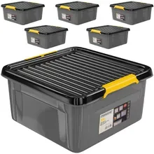 Aufbewahrungsbox 6er-Set Grau/Anthrazit 39x39x16cm stapelbar Aufbewahrungsbox 6er-Set Grau/Anthrazit 39x39x16cm stapelbar