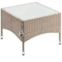 Casaria® Polyrattan Beistelltisch Grau-Beige 58x58x42cm Casaria® Polyrattan Beistelltisch Grau-Beige 58x58x42cm