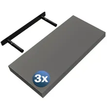 Wandregal Schweberegal 50cm 3er-Set Grau + Halterung Wandregal Schweberegal 50cm 3er-Set Grau + Halterung