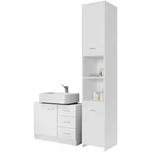 Badmöbel-Set Neapel 2-tlg Weiß Hoch- & Unterschrank Badmöbel-Set Neapel 2-tlg Weiß Hoch- & Unterschrank