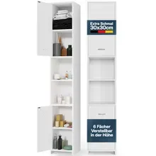 Badezimmerhochschrank Neapel Weiß 180x30x30cm Badezimmerhochschrank Neapel Weiß 180x30x30cm