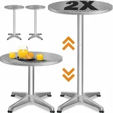 Stehtisch 2er-Set Silber Alu Ø60cm höhenverstellbar Stehtisch 2er-Set Silber Alu Ø60cm höhenverstellbar